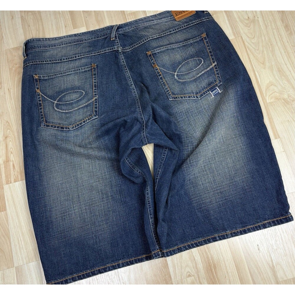 Vintage Y2K ENYCE Baggy Jorts / Jean Shorts / Size 44 / Wide Leg / Dark Wash